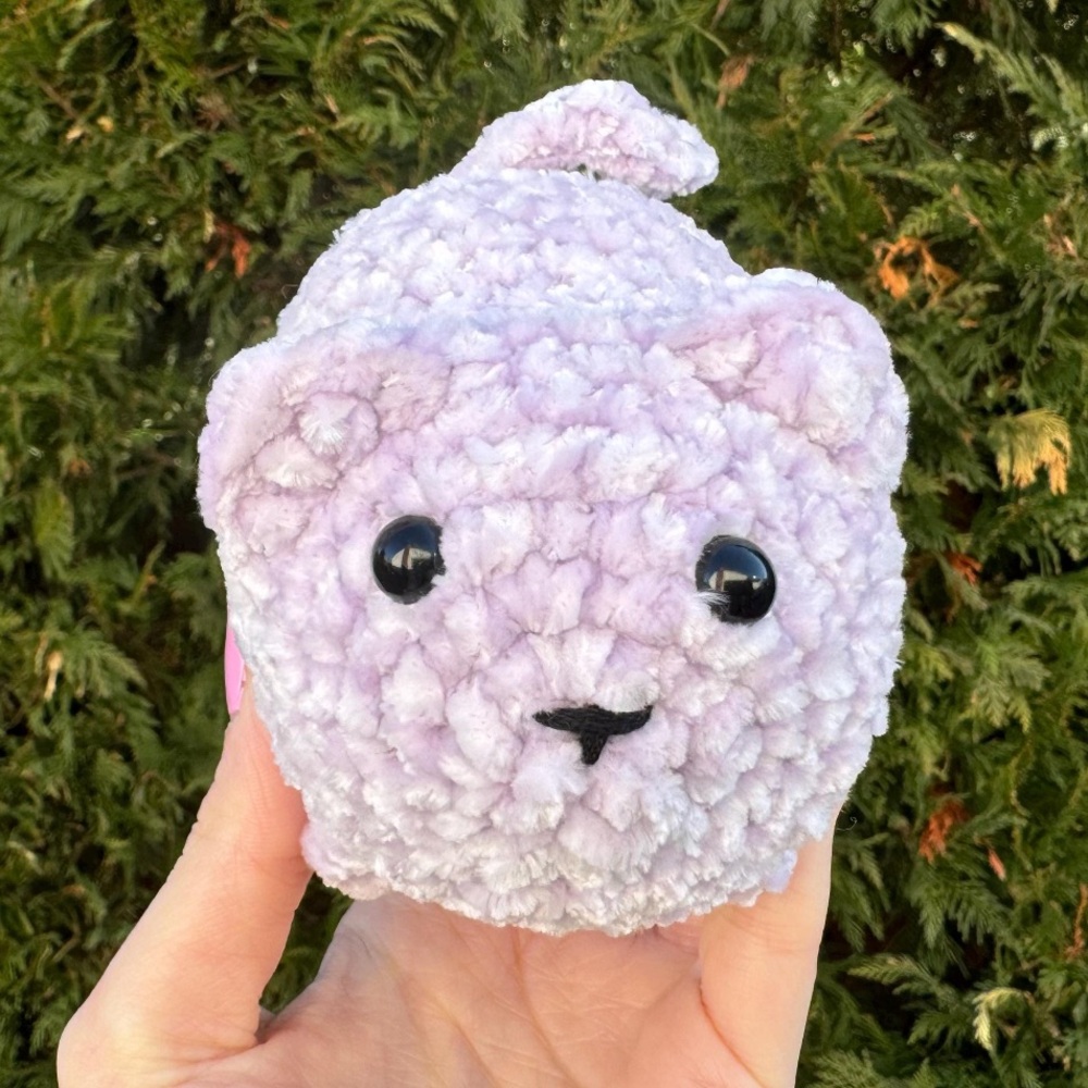 Handmade Purple Mini Loaf Cat Amigurumi Crochet Cat Plushie Cute Stuffed Toy